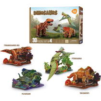 3 Boyutlu Dinozor Puzzle - 4'lü Set