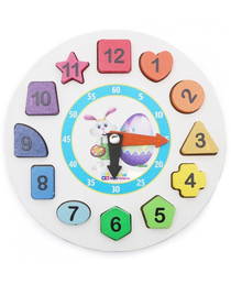 Ahşap Geometrik Bul Tak Renkli Saat