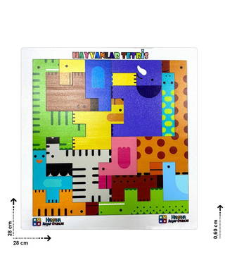 Hamaha Ahşap Hayvanlar Bul Tak Tetris - 28x28 Cm