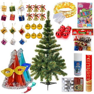 Yılbaşı Ağacı 150 Cm Hazır Paket (Süsler Dahil)