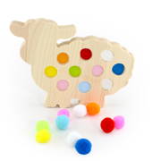 Montessori Eğitici Ponponlu Kuzu Ahşap Oyuncaklar