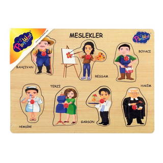 Ahşap Tutmalı Meslekler Puzzle - 163