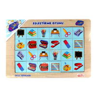 Playwood Ahşap Eğitici Eşleştirme Hafıza Oyunu - Okul Eşyaları (264)