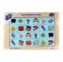 Playwood Ahşap Eğitici Eşleştirme Hafıza Oyunu - Okul Eşyaları (264)