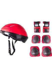 Kask Dizlik Dirseklik Koruyucu Set - Kırmızı