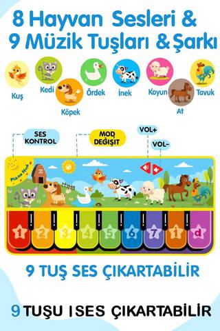 Robokids Müzikli Piyano Oyun Halısı – Dokunmatik Işıklı Halı Oyuncak