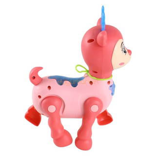 Işıklı Müzikli Yürüyen Geyik 12 Cm - Pembe