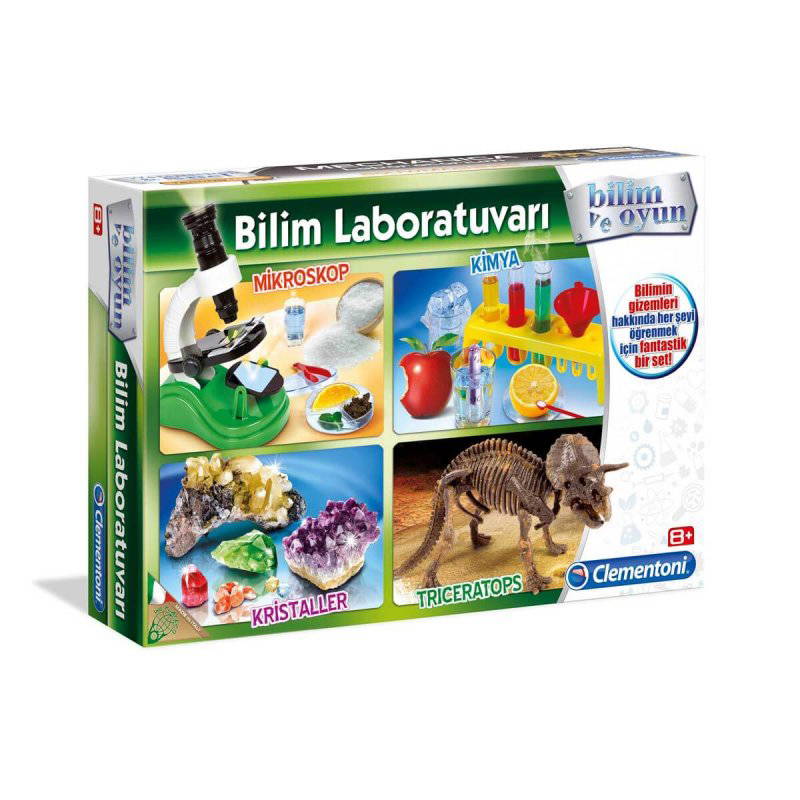 Clementoni 64550 Bilim Laboratuvarı - Kimya, Mikroskop, Kristaller, Triceratops