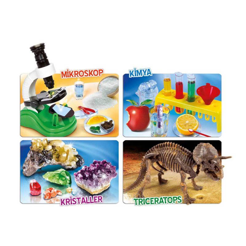 Clementoni 64550 Bilim Laboratuvarı - Kimya, Mikroskop, Kristaller, Triceratops