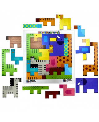 Hamaha Ahşap Hayvanlar Bul Tak Tetris - 28x28 Cm