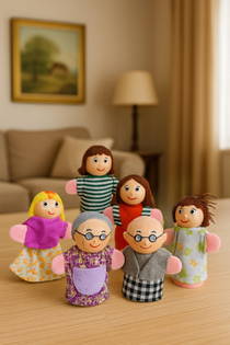 Neşeli Ailem - Ahşap 6'lı Parmak Kukla Seti