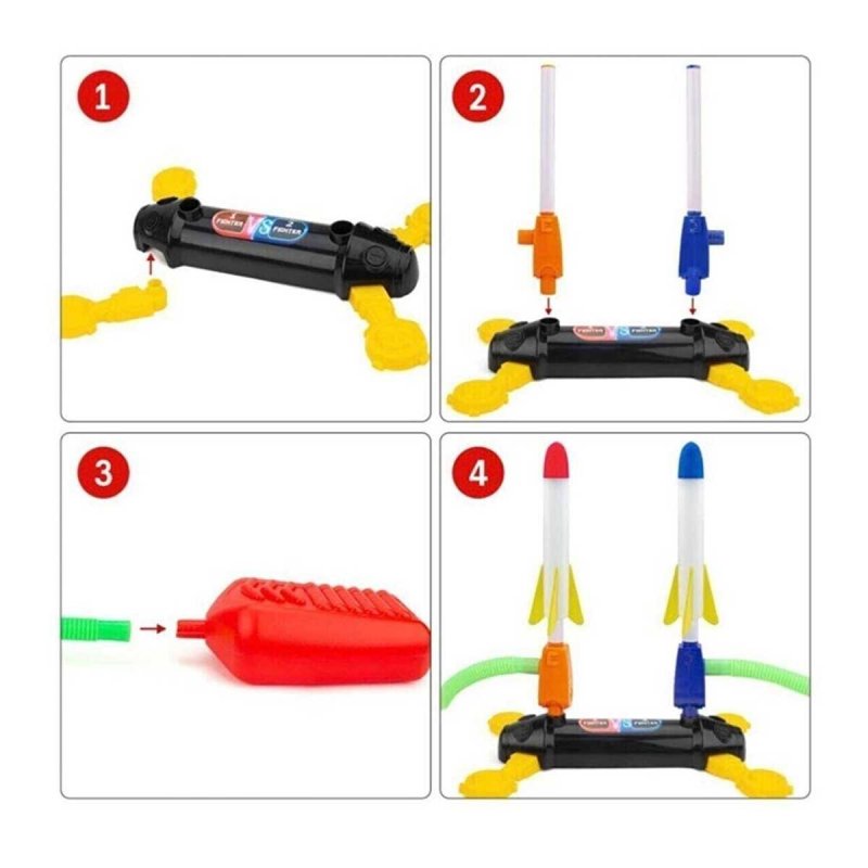 飛　　グッズセット Air Rocket Duello - Koş Zıpla Roketle - 2 Roket Rampalı Fiyatı