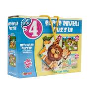 4'lü Hayvanlar Süper Renkli Puzzle Puzzle ve Yapbozlar