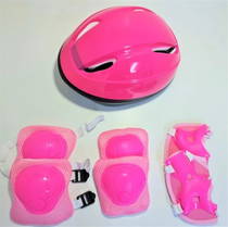 Kask Dizlik Dirseklik Koruyucu Set - Pembe
