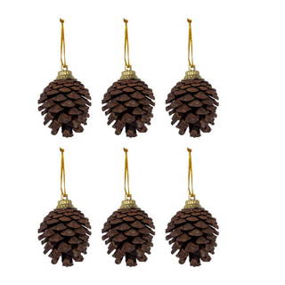 Yılbaşı Ağaç Süsleri Naturel Kozalak 6 Lı