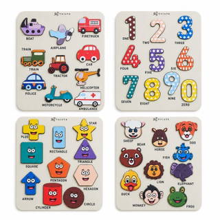 Tuiste Mini Ahşap Puzzle Hayvanlar - Taşıtlar - Şekiller - Sayılar