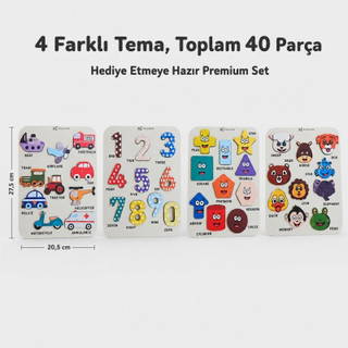 Tuiste Mini Ahşap Puzzle Hayvanlar - Taşıtlar - Şekiller - Sayılar