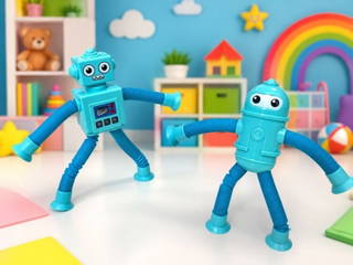 Eğlenceli Vantuzlu Uzayan Robot - Mavi