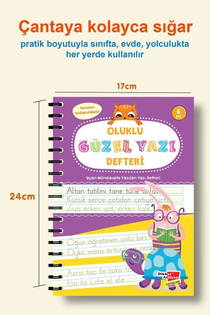 Dikkat Atölyesi Oluklu Güzel Yazı Defteri - Sihirli Uçan Mürekkepli Kalem Hediyeli
