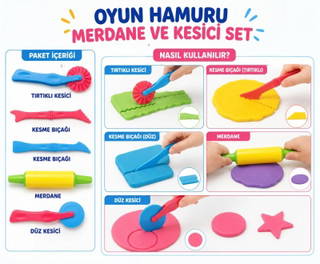 Oyun Hamuru Merdane Ve Kesici Set