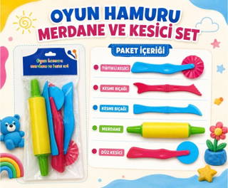 Oyun Hamuru Merdane Ve Kesici Set