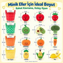 Robokids Montessori Meyve Sebze Renk Eşleştirme Duyusal Bebek Oyuncağı – 16 Parça