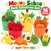 Robokids Montessori Meyve Sebze Renk Eşleştirme Duyusal Bebek Oyuncağı – 16 Parça