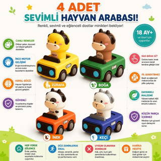 Hayvan Figürlü Bas-bırak Git Araba Eğitici Oyuncak