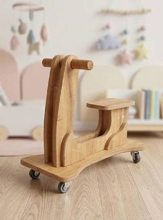 Denge Keşfi Ahşap 4 Tekerlekli Scooter