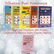 İngilizce Öğreten Tombala 5'li Paket - Davetiye Ve Kutlama Kartı Yapımı Hediye