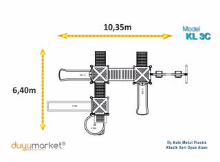 Üç Kule Metal Plastik Klasik Seri Oyun Alanı  1